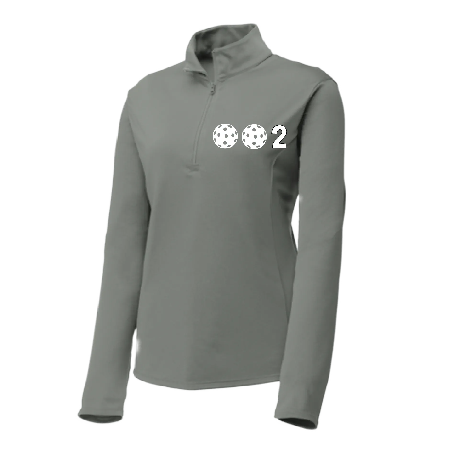 002 With Pickleballs (Colors Yellow White Pink) | Women's 1/4 Zip Pullover Athletic Shirt | 100% Polyester