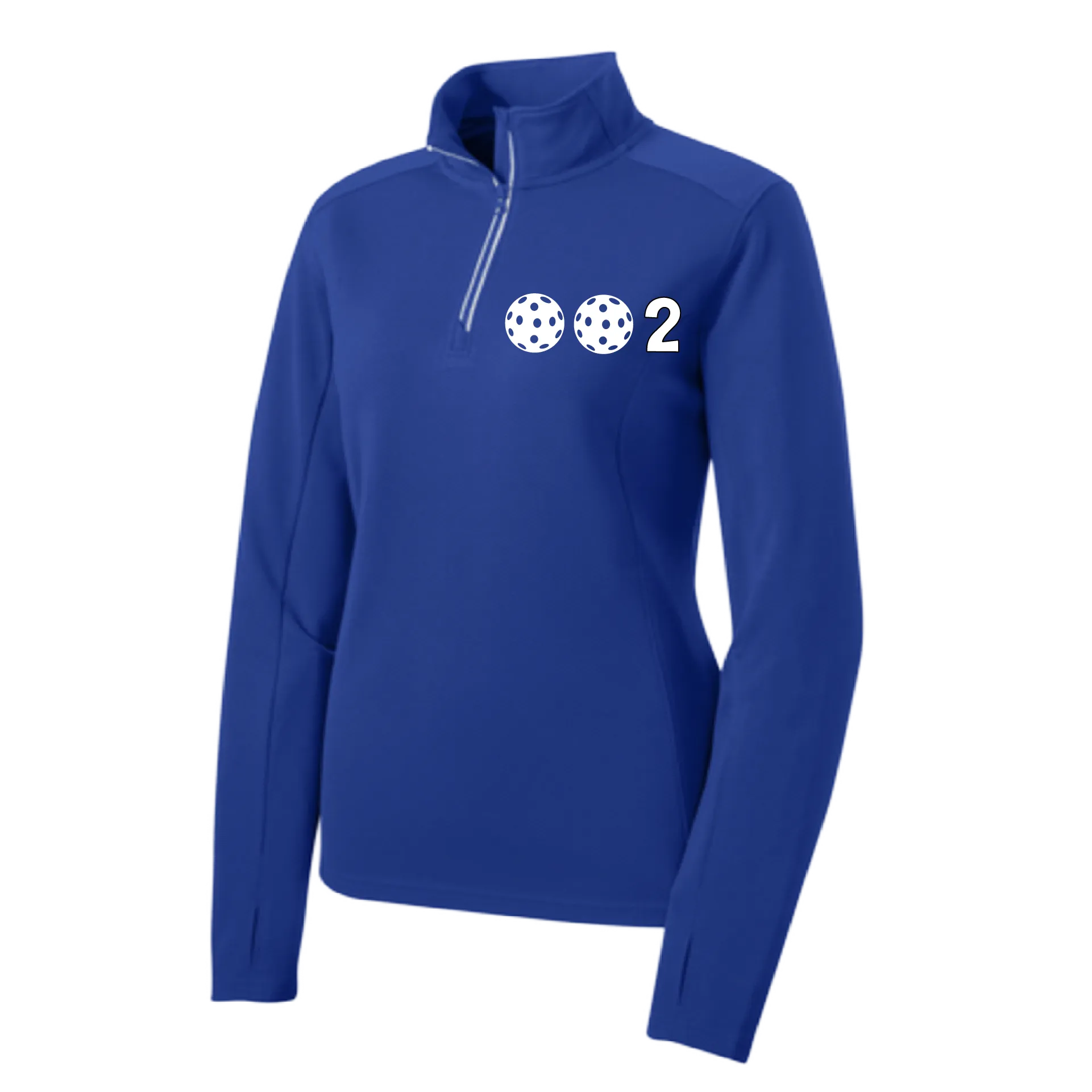 002 With Pickleballs (Colors Yellow White Pink) | Women's 1/4 Zip Pullover Athletic Shirt | 100% Polyester