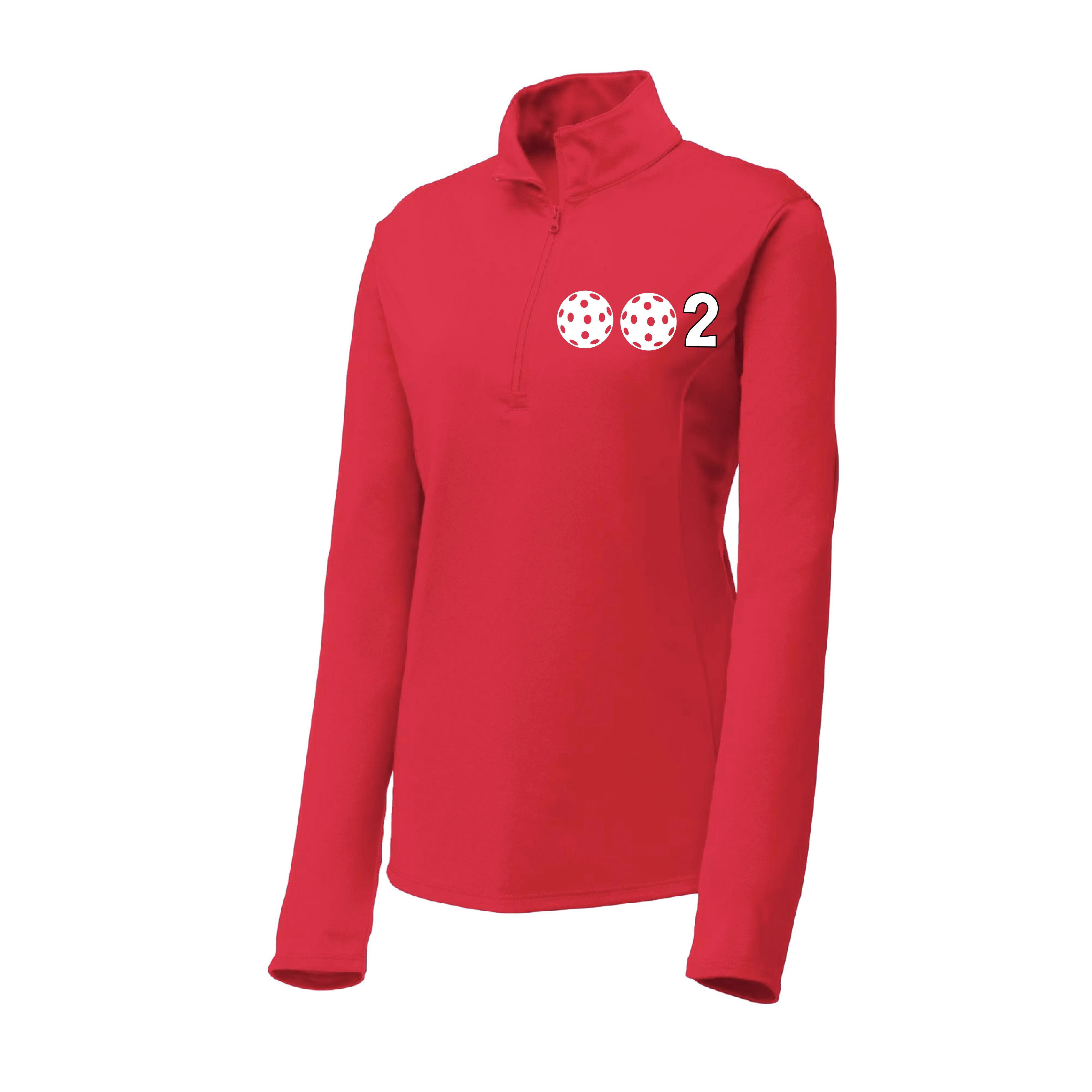 002 With Pickleballs (Colors Yellow White Pink) | Women's 1/4 Zip Pullover Athletic Shirt | 100% Polyester