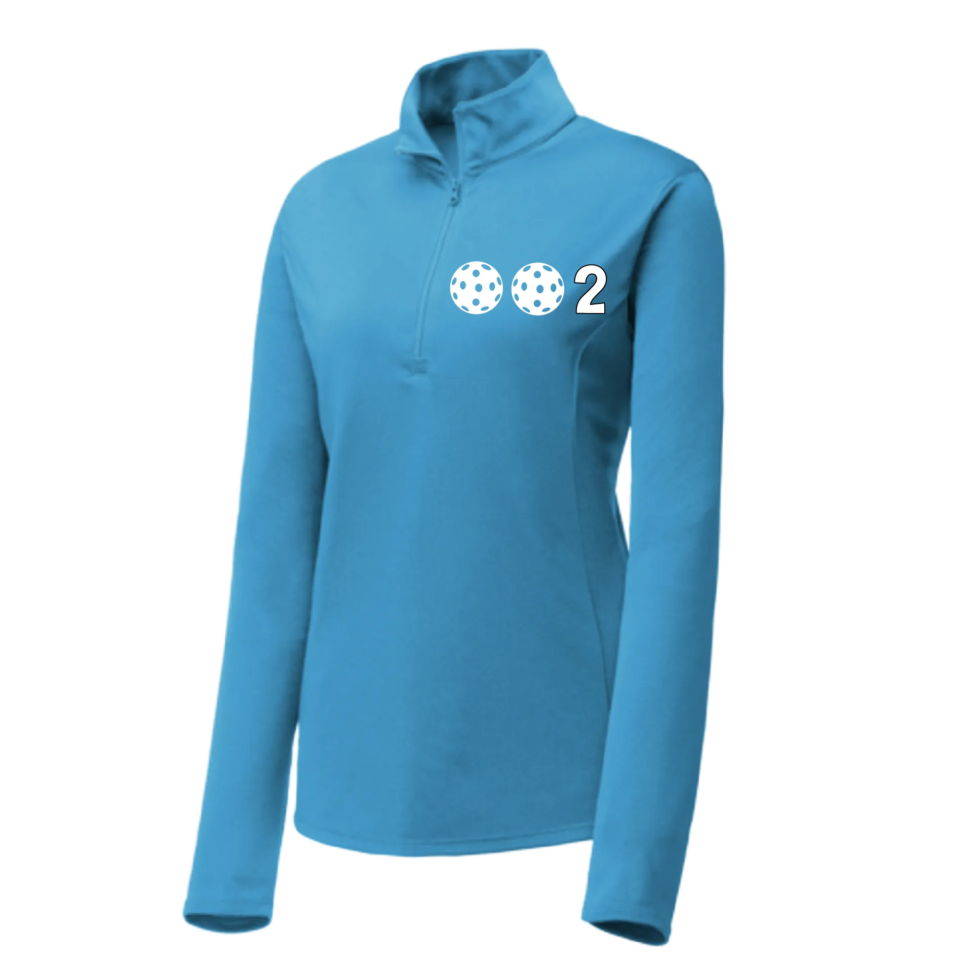 002 With Pickleballs (Colors Yellow White Pink) | Women's 1/4 Zip Pullover Athletic Shirt | 100% Polyester