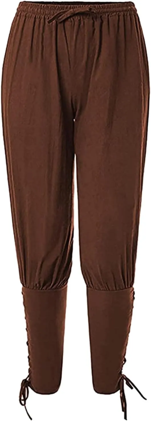 2023 Mens Halloween Pants Ankle Banded Renaissance Pants Medieval Pants Halloween Cosplay Costume Trousers with Drawstrings