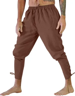 2023 Mens Halloween Pants Ankle Banded Renaissance Pants Medieval Pants Halloween Cosplay Costume Trousers with Drawstrings