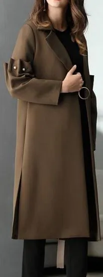 Button Ruffled-Sleeve Coat