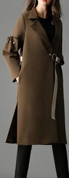 Button Ruffled-Sleeve Coat