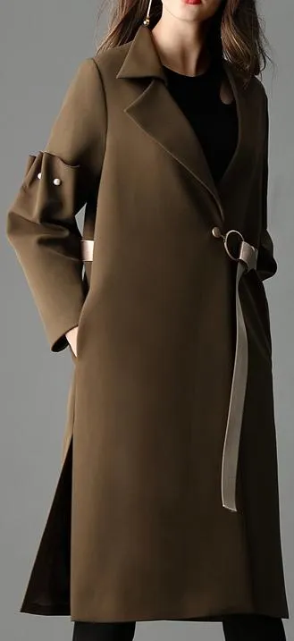 Button Ruffled-Sleeve Coat
