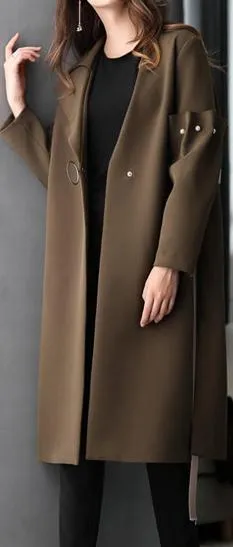 Button Ruffled-Sleeve Coat
