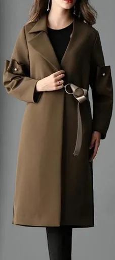 Button Ruffled-Sleeve Coat