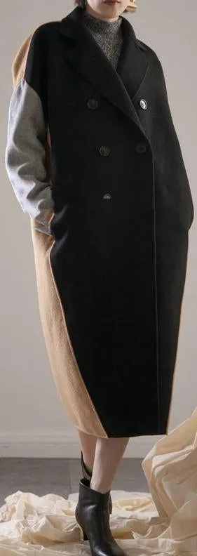 Color-Block Wool-Blend Coat