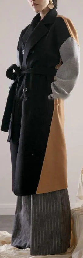 Color-Block Wool-Blend Coat