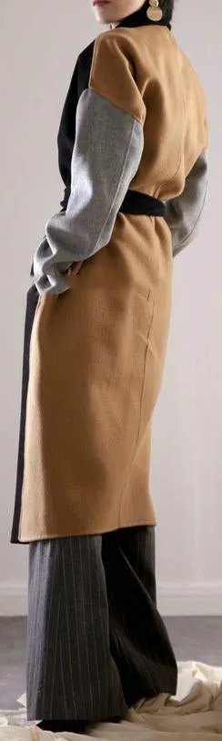 Color-Block Wool-Blend Coat