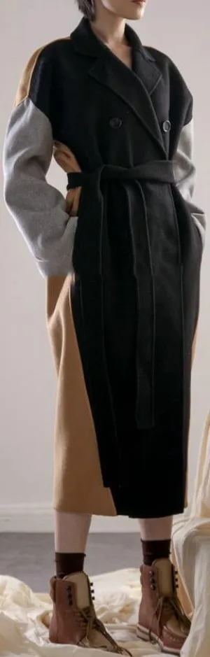 Color-Block Wool-Blend Coat