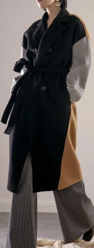 Color-Block Wool-Blend Coat