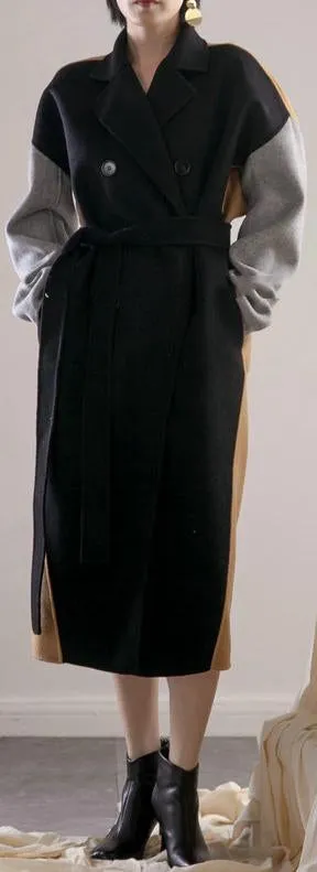Color-Block Wool-Blend Coat