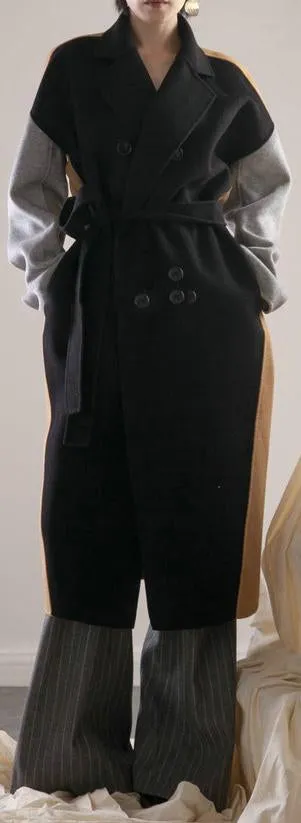 Color-Block Wool-Blend Coat