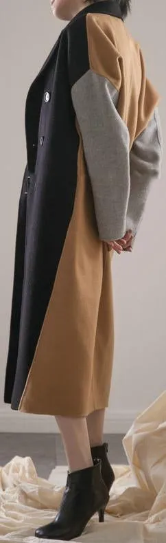 Color-Block Wool-Blend Coat