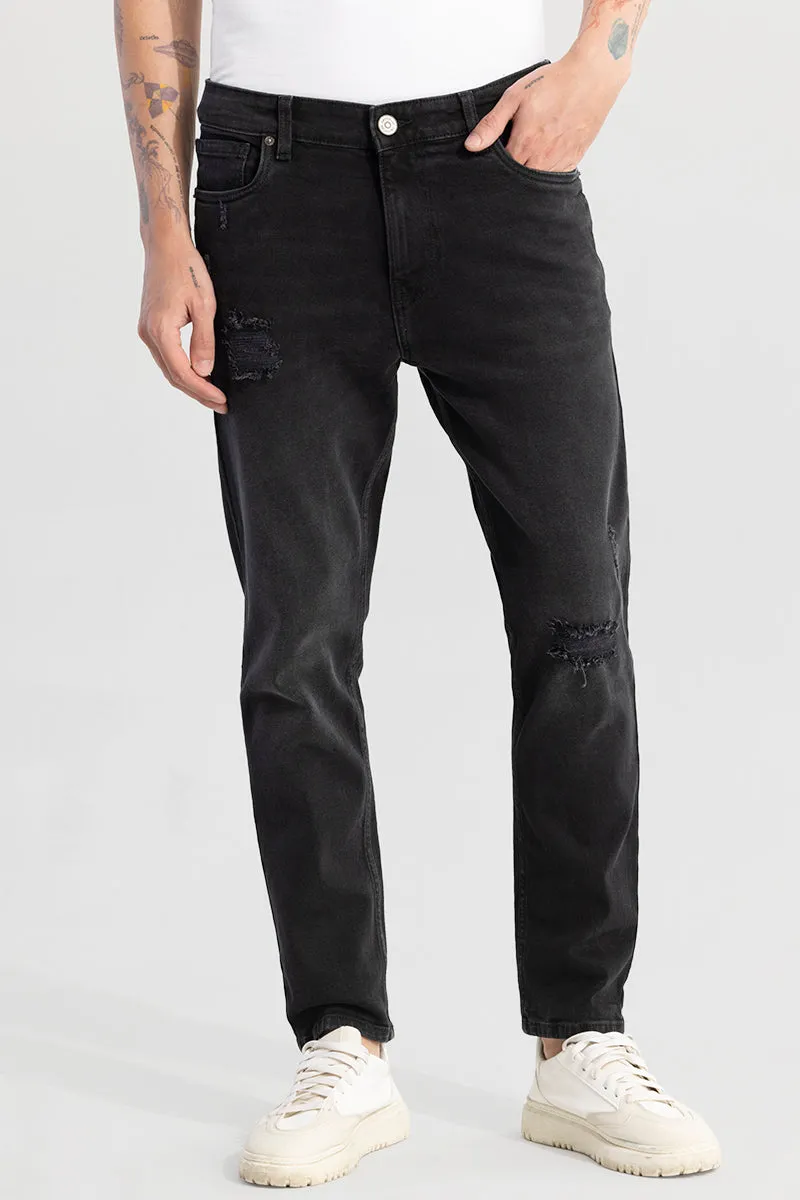 Drogue Black Distressed Slim Fit Jeans