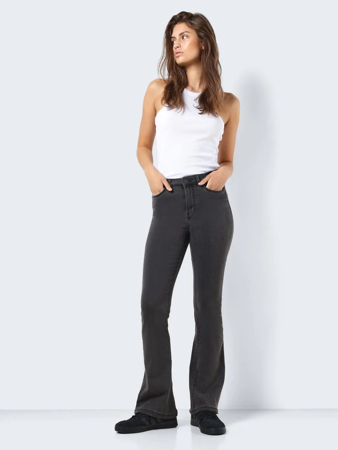 Flare Jeans Grey Denim - Sallie - Noisy May