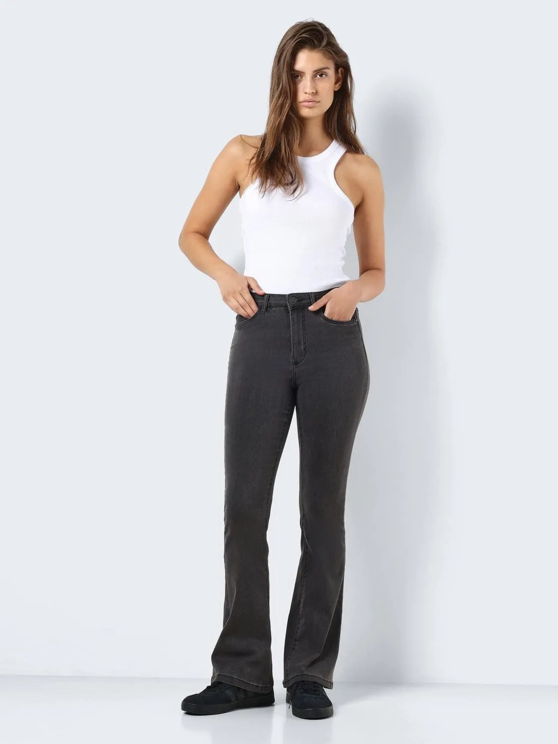 Flare Jeans Grey Denim - Sallie - Noisy May