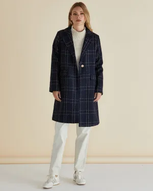 Genevieve Coat Navy Gold Check