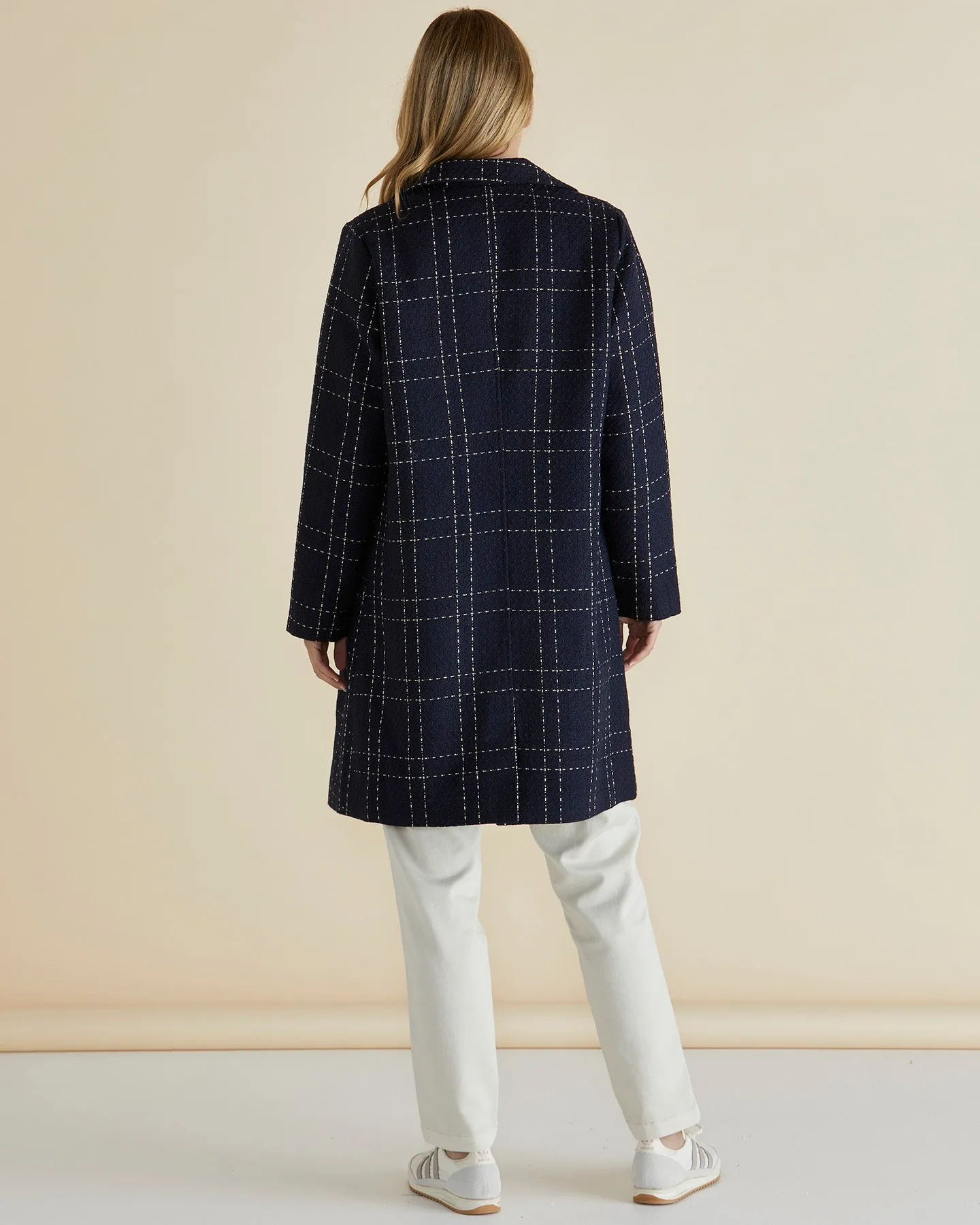 Genevieve Coat Navy Gold Check