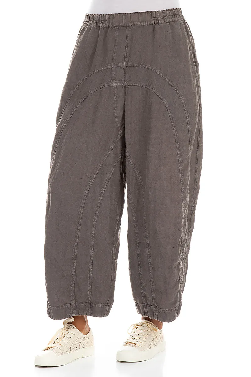 Loose Back Pockets Off-Dye Truffle Linen Trousers