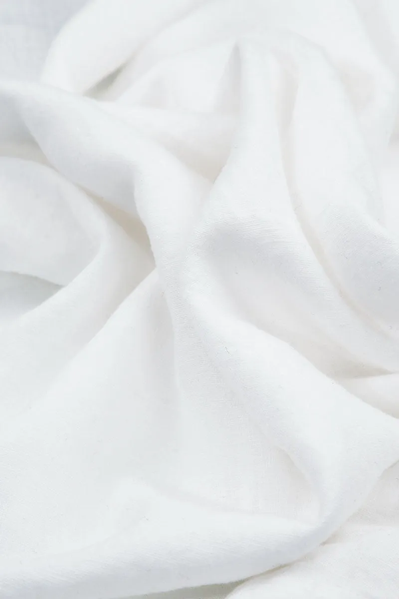 Loose Back Pockets White Linen Trousers
