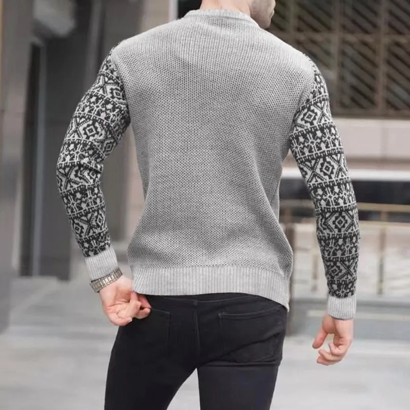 West Louis Slim Style Pattern Knit Sweater