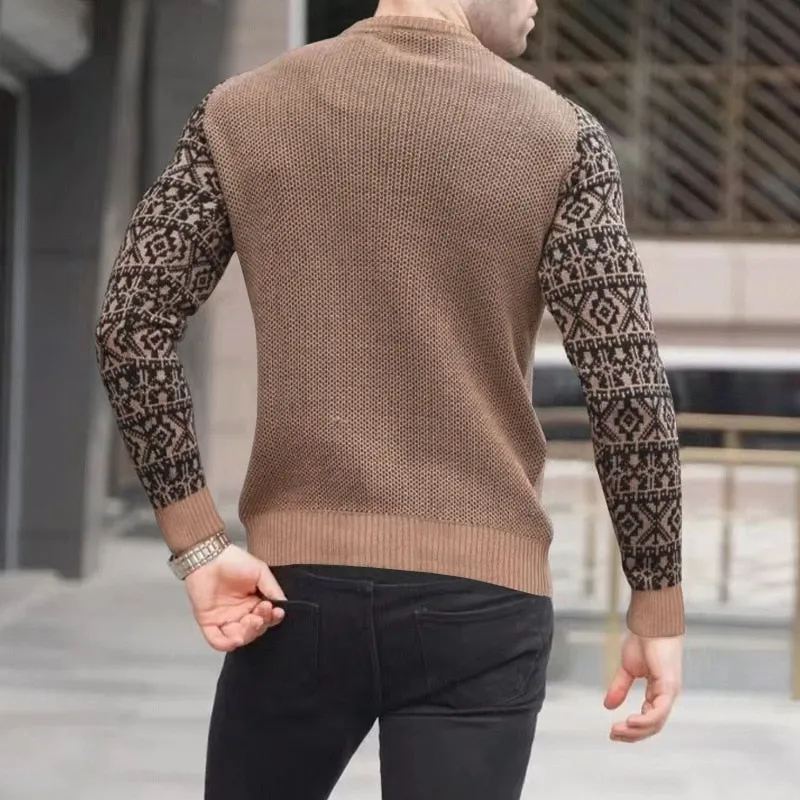 West Louis Slim Style Pattern Knit Sweater
