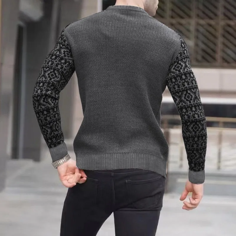 West Louis Slim Style Pattern Knit Sweater