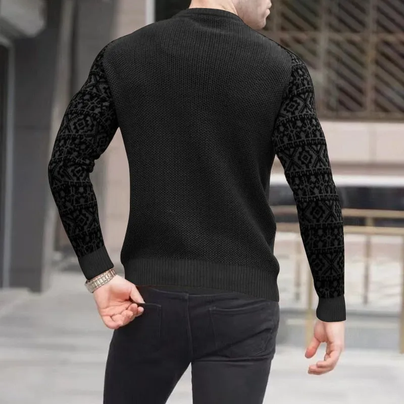 West Louis Slim Style Pattern Knit Sweater