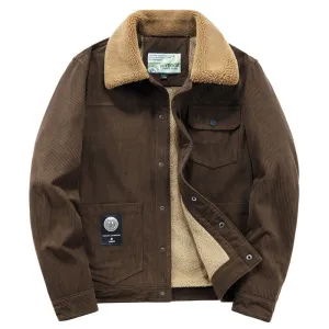 West Louis Warm Windbreaker Fur Collar Corduroy Jacket